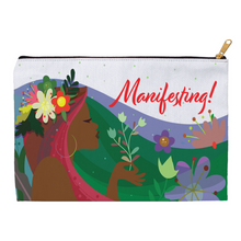 Load image into Gallery viewer, Green Floral - Black Woman Manifesting - Accessory Bag 1