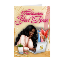 Load image into Gallery viewer, Fashionista Girl Boss - African American Woman - Black Card Shop Front
