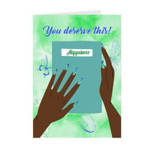Load image into Gallery viewer, Butterfly Nails - Happiness You Deserve This - African American Motivational Cards Front