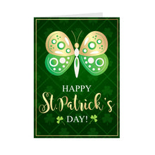 Load image into Gallery viewer, Four Leaf Clovers & Butterfly - Happy St. Patrick's Day Cards Front