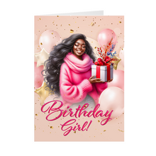 Load image into Gallery viewer, Vibrant Birthday Girl - African American Birthday Card (Pink)