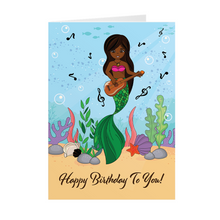 Load image into Gallery viewer, Musical Guitar African American Mermaid - Black Card Shop Front