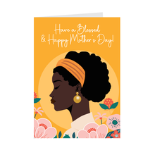 Load image into Gallery viewer, Happy & Blessed - African American Mom - Mother's Day Cards Front