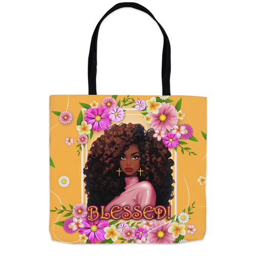 Floral Blessed - African American Woman - Tote Bag