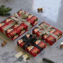 Load image into Gallery viewer, Girl, Glasses & Presents - Merry Christmas - African American Gift Wrapping Paper Roll 3pcs Sample