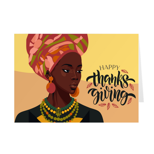 Jewelry & Hair Wrap - African American Woman - Thanksgiving Greeting Card