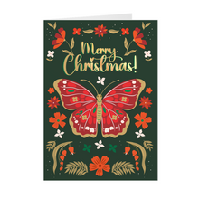 Load image into Gallery viewer, Butterfly Merry Christmas Greeting Card Front