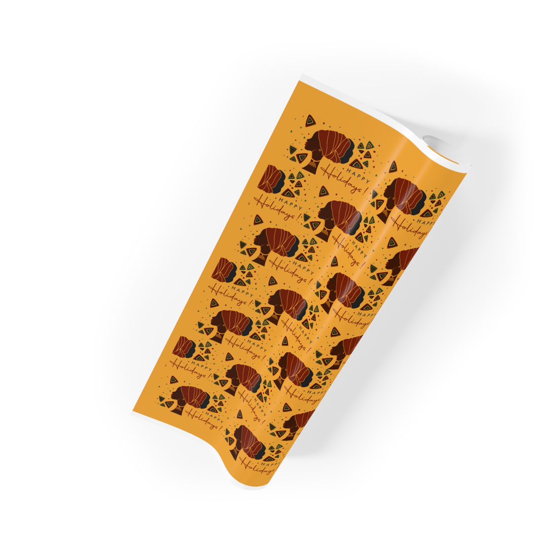 Graceful Woman African American Happy Holidays Gift Wrapping Paper Black Stationery