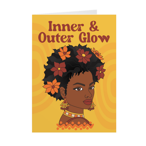 Golden Inner & Outer Glow - African American Woman - Black Card Shop