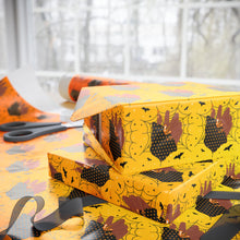 Load image into Gallery viewer, Orange Black - Halloween Nail Design - Holiday Gift Wrapping Paper Roll - Wrapped Gifts