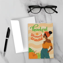 Load image into Gallery viewer, Pure Gratitude - Black Woman - Thankful Blessed Grateful Cards - Front (With Background)