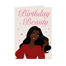 Load image into Gallery viewer, She's A Birthday Beauty - African American Woman - Black Card Shop - Front