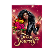Load image into Gallery viewer, Buy Yourself Flowers - Treat Yourself - African American Greeting Cards Front