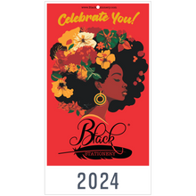 Load image into Gallery viewer, 2024 Black Stationery Wall Calendar - Celebrate You!