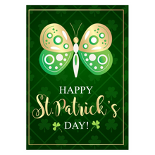 Load image into Gallery viewer, Four Leaf Clovers & Butterfly - Happy St. Patrick's Day Cards Front (2)