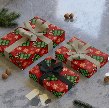 Load image into Gallery viewer, Family Friends Love Health Hope Faith - Gift Wrap Paper Roll (Red) 3pcs Sample