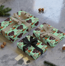 Load image into Gallery viewer, African American Woman w/Flowers - Happy Holidays Gift Wrapping Paper Roll 3pcs Sample