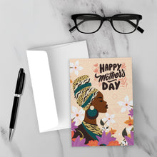 Load image into Gallery viewer, Flowers & Confidence - African American Woman - Mother's Day Cards Front