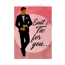 Load image into Gallery viewer, African American Male - Suit And Tie - Valentine's Day Card Front