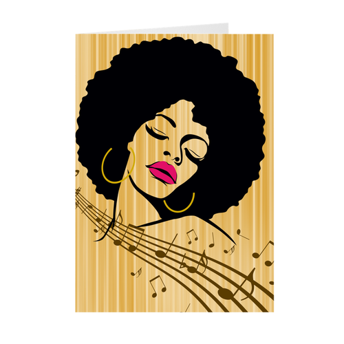 African-American Afro Woman - Musical - Greeting Card