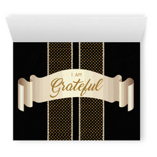 Load image into Gallery viewer, Black & Gold - I Am Grateful - Thank You Greeting Cards Inside Lower Part