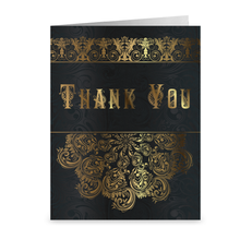Load image into Gallery viewer, Black & Gold Vintage Lace - Thank You Greeting Card Front