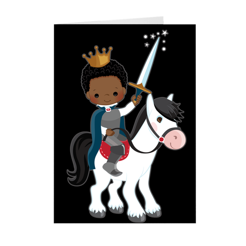 African American Boy - Birthday Prince on Horse - Greeting Card