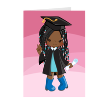 Load image into Gallery viewer, African American Girl with Braids & Beads - Graduation Greeting Card Front