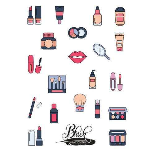Black Stationery - Makeup Beauty Premium Stickers