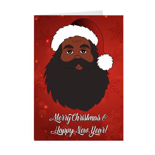 Merry Christmas & Happy New Year - African American Santa Claus Greeting Card