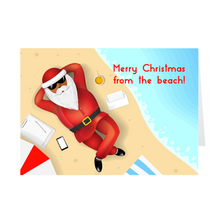 Load image into Gallery viewer, Beach Santa Claus Christmas Greeting Card Front