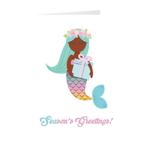 Load image into Gallery viewer, Ocean Vibe - Season's Greetings Mermaid Holiday Card Front