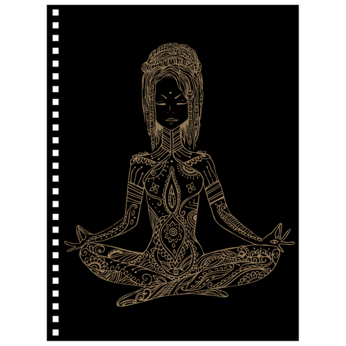 Gold & Black Yoga Meditating Woman Spiral Notebook