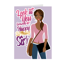 Load image into Gallery viewer, Growing Up - LH - Sis African American Birthday Card Front