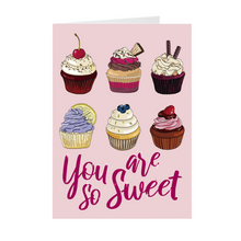 Load image into Gallery viewer, Pink Sparkle - You Are So Sweet - Cupcakes Valentine's Day Greeting Card Front