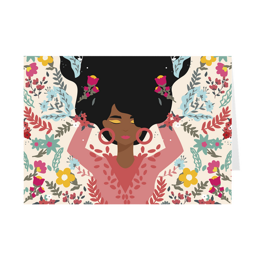 Flower Bliss - African American Woman Dreaming - African American Greeting Cards