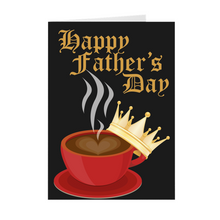 Load image into Gallery viewer, Crown & Heart Coffee Art – African American Father’s Day Cards Front