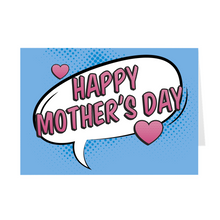 Load image into Gallery viewer, Hearts - Blue & Pink - Happy Mother's Day - Pop Art Mother's Day Cards Front