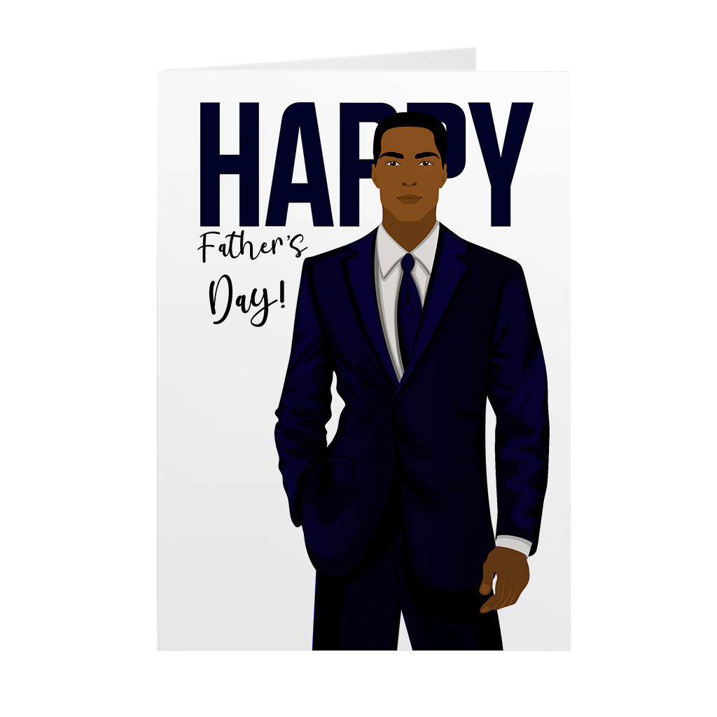 Man Of Style Dad In Suit African American Happy Fathers Day Card