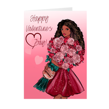 Load image into Gallery viewer, Love Yourself - Black Woman Roses - African American Valentine's Day Cards Front