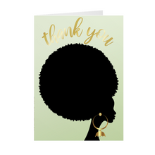 Load image into Gallery viewer, Afro Woman Vibe - Black Woman - Thank You Greeting Cards Front