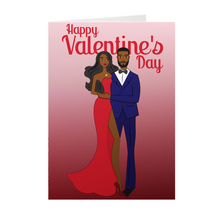 Load image into Gallery viewer, Dress & Suit - African American Couple - Black Valentine's Day Card Front
