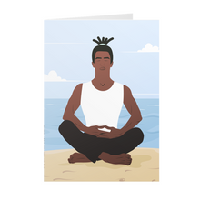 Load image into Gallery viewer, Calm & Focused - African American Yoga Man - Greeting Cards Front