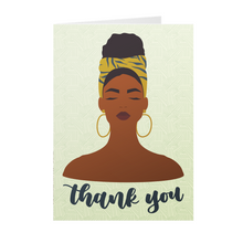 Load image into Gallery viewer, Gratitude Flow - African American Woman - Black Thank You Cards Front