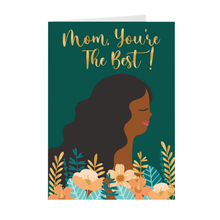 Load image into Gallery viewer, Green Gold Floral Elegance - African American Mother's Day Cards Front