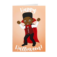 Load image into Gallery viewer, African American Boy - Vampire Halloween Costume - Black Card Shop Front