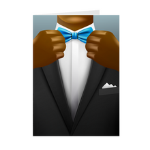 Load image into Gallery viewer, Suit & Blue Bow Tie – African American Man Greeting Card Front