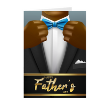 Load image into Gallery viewer, Black Dad - Suit & Blue Bow Tie – African American Father's Day Card Front