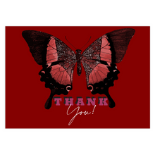 Load image into Gallery viewer, Red - Butterfly Thank You Card  Front