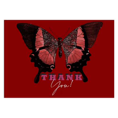 Red - Butterfly Thank You Card